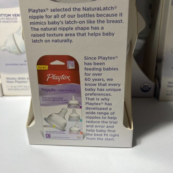 Playtex VentAire 6oz Baby Bottle Naturalatch Silicone Nipple Angled Bottom Vent - Picture 6 of 13